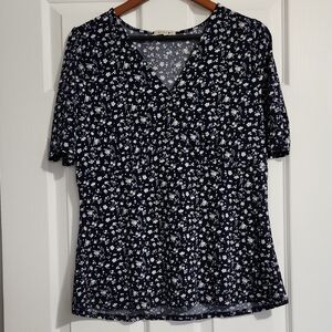 Beacon Midnight Blue Floral Top